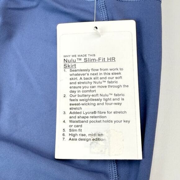 NWT LULULEMON Nulu Slim-Fit High-Rise Skirt Size 4 Oasis Blue - Picture 6 of 10